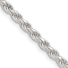 Sterling Silver (3mm) Diamond Cut Rope Chain, 22"